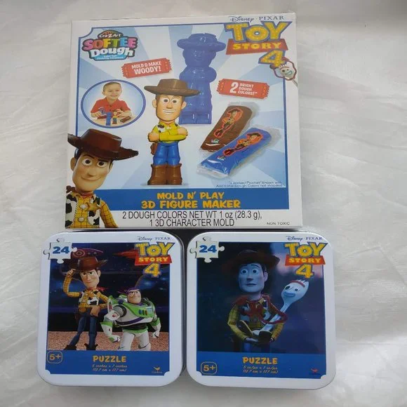 NWT 3 Piece Disney Pixar Toy Story 4 Mold N Play 3D Figure Maker and Puzzles Set - Picture 1 of 7